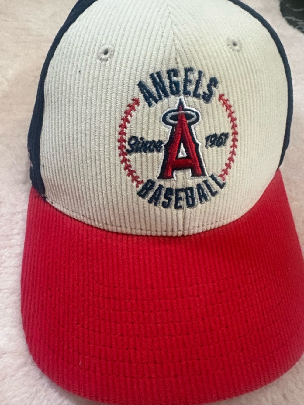 Baseball Corduroy Cap - Red & Cream